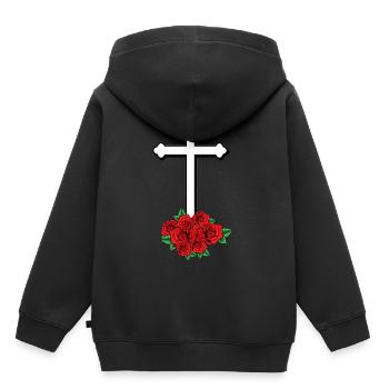 Kreuz Gott Kirche Religion Jesus Tod Beerdigung - Kinder Premium Organic Hoodie - Schwarz - Hinten - AI Model Kid Male (0cm)