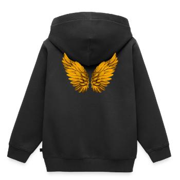 Angel Wings Angel Wings Angel Wings Gold Golden - Kids Premium Organic Hoodie - black - Back - AI Model Kid Male (0cm)
