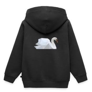Weißer Schwan, Schwäne polygon geometrisch - Kinder Premium Organic Hoodie - Schwarz - Hinten - AI Model Kid Male (0cm)