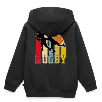 Rugby T-Shirt - Kinder Premium Organic Hoodie - Schwarz - Hinten - AI Model Kid Male (0cm)