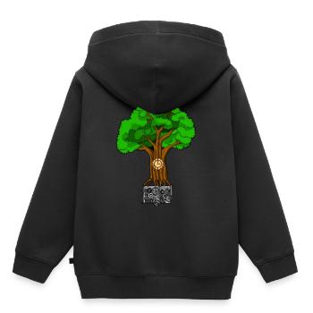 TREE O CLOCK LES ROOTS DU TEMPS LES ROOTS DU TEMPS - Sweat Premium à capuche enfant bio - noir - Dos - AI Model Kid Male (0cm)
