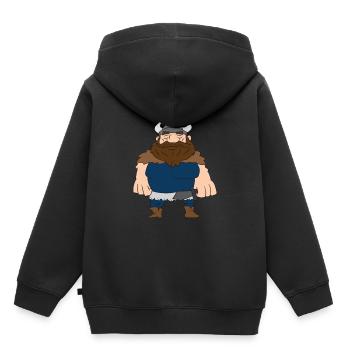 Viking avec casque et épée, barbare, scandinave - Sweat Premium à capuche enfant bio - noir - Dos - AI Model Kid Male (0cm)