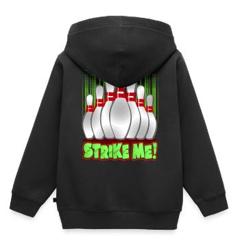 Cônes de quilles de sport bowling - Sweat Premium à capuche enfant bio - noir - Dos - AI Model Kid Male (0cm)