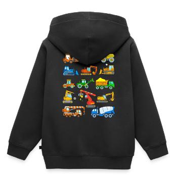 Bagger Fahrzeuge Baustelle - Kinder Premium Organic Hoodie - Schwarz - Hinten - AI Model Kid Male (0cm)