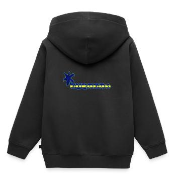 Curaçao Curacao Blaue Palme und Landesfarben - Kinder Premium Organic Hoodie - Schwarz - Hinten - AI Model Kid Male (0cm)