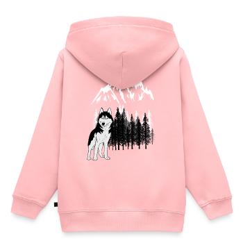 Gebirge Mountains Husky Wildnis Wild Xmas Hund - Kinder Premium Organic Hoodie - Rosa - Hinten - AI Model Kid Female (0cm)