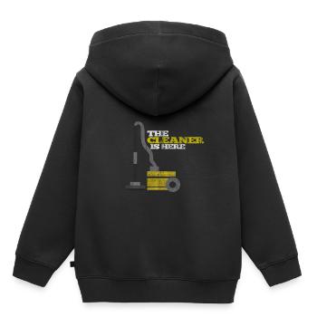 Concierge aspirateur - Sweat Premium à capuche enfant bio - noir - Dos - AI Model Kid Male (0cm)