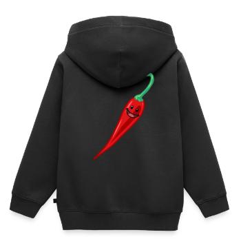Chili Chilischote Pepperoni Gewürz Gemüse Vegan - Kinder Premium Organic Hoodie - Schwarz - Hinten - AI Model Kid Male (0cm)