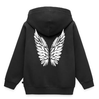 Angel Wing Silver White Angel Wings Angel Wings - Kids Premium Organic Hoodie - black - Back - AI Model Kid Male (0cm)