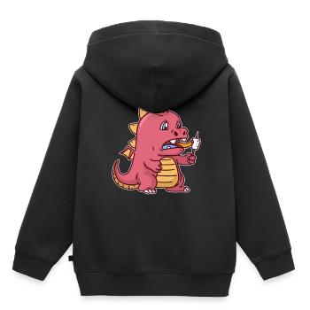 Dragon Dragon Marshmallow - Sweat Premium à capuche enfant bio - noir - Dos - AI Model Kid Male (0cm)