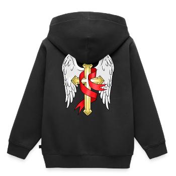 Croix Chrétiens Jésus Don Religion Pape - Sweat Premium à capuche enfant bio - noir - Dos - AI Model Kid Male (0cm)