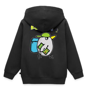 Bird Singing - Apprentissage heureux de l'écolier ABC - Sweat Premium à capuche enfant bio - noir - Dos - AI Model Kid Male (0cm)