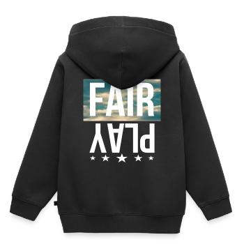 fair play - Kids Premium Organic Hoodie - black - Back - AI Model Kid Male (0cm)