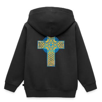 Croix Eglise Dieu chrétien spirituel - Sweat Premium à capuche enfant bio - noir - Dos - AI Model Kid Male (0cm)