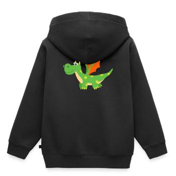 Drache - Kinder Premium Organic Hoodie - Schwarz - Hinten - AI Model Kid Male (0cm)