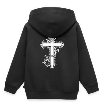 Kreuz Kreuze Barock Religion Symbole Kirche Jesus - Kinder Premium Organic Hoodie - Schwarz - Hinten - AI Model Kid Male (0cm)
