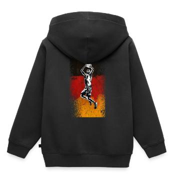 Maillot de basket avec le drapeau de l'Allemagne - Sweat Premium à capuche enfant bio - noir - Dos - AI Model Kid Male (0cm)