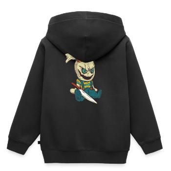 Poupée vaudou effrayant avec un couteau pour Halloween - Sweat Premium à capuche enfant bio - noir - Dos - AI Model Kid Male (0cm)