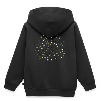 fond étoiles bleu blanc jaune - Sweat Premium à capuche enfant bio - noir - Dos - AI Model Kid Male (0cm)
