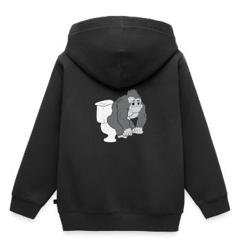 Gorille sur les toilettes - Sweat Premium à capuche enfant bio - noir - Dos - AI Model Kid Male (0cm)