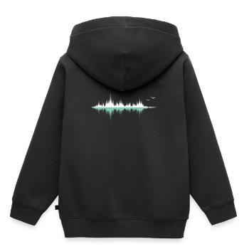 Musique onde audio / onde sonore / fréquence audio - Sweat Premium à capuche enfant bio - noir - Dos - AI Model Kid Male (0cm)
