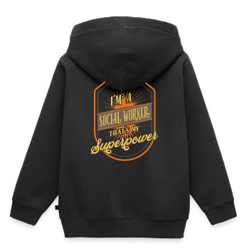 travailleur social - Sweat Premium à capuche enfant bio - noir - Dos - AI Model Kid Male (0cm)