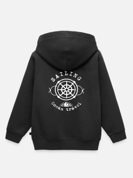 voilier - Sweat Premium à capuche enfant bio - noir