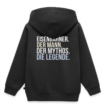 Eisenbahner - Kinder Premium Organic Hoodie - Schwarz - Hinten - AI Model Kid Male (0cm)
