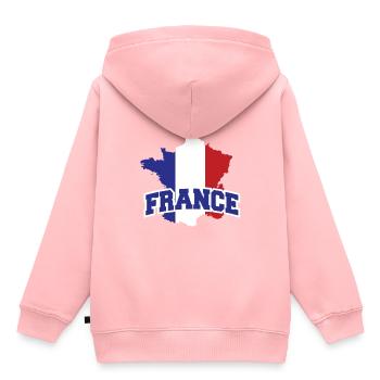 France - drapeau - frontière nationale - France - Sweat Premium à capuche enfant bio - rose - Dos - AI Model Kid Female (0cm)