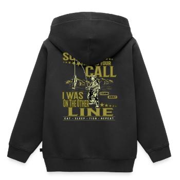 Pêcheur pêcheur blagues - Sweat Premium à capuche enfant bio - noir - Dos - AI Model Kid Male (0cm)