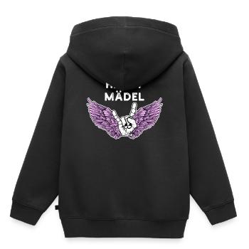 Heavy Girl Heavy Metal pour Femmes Dames Filles - Sweat Premium à capuche enfant bio - noir - Dos - AI Model Kid Male (0cm)