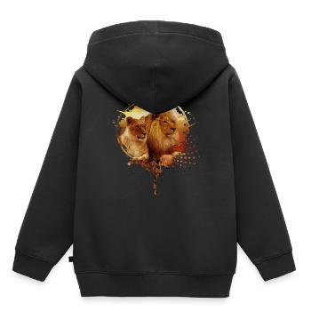 Lion Lion Lion lion Portrait Paint Design - Sweat Premium à capuche enfant bio - noir - Dos - AI Model Kid Male (0cm)