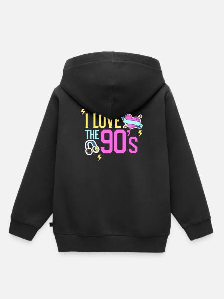 90 I love the 90s Outfit Geschenk Musik - Premium børne hættetrøje økologisk - sort