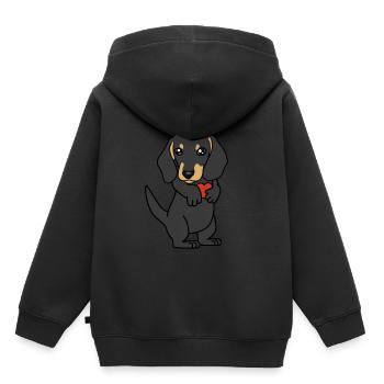 Hund Hunde Hunderasse Haustiere Tierfreund Dackel - Kinder Premium Organic Hoodie - Schwarz - Hinten - AI Model Kid Male (0cm)