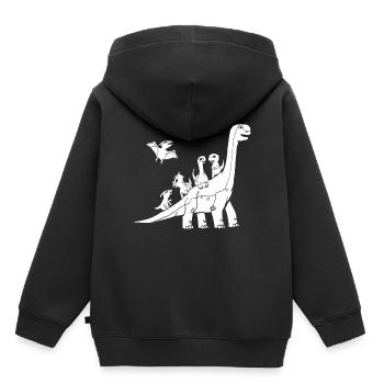 Dino Dinosaurier Dinos - Kinder Premium Organic Hoodie - Schwarz - Hinten - AI Model Kid Male (0cm)