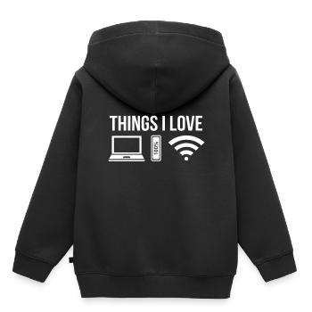 ordinateur - Sweat Premium à capuche enfant bio - noir - Dos - AI Model Kid Male (0cm)