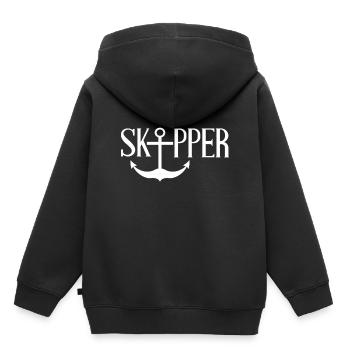 Skipper - Kinder Premium Organic Hoodie - Schwarz - Hinten - AI Model Kid Male (0cm)