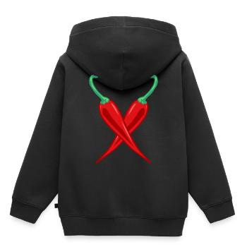 Chili Peperoni Scharf - Kinder Premium Organic Hoodie - Schwarz - Hinten - AI Model Kid Male (0cm)