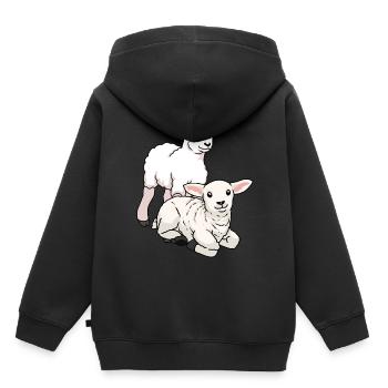 Mouton paques agneau ferme enfants laine - Sweat Premium à capuche enfant bio - noir - Dos - AI Model Kid Male (0cm)