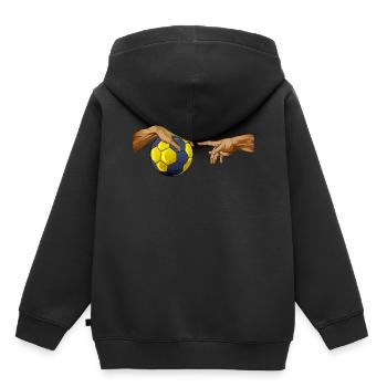 Handball Michelangelo Main Ball - Sweat Premium à capuche enfant bio - noir - Dos - AI Model Kid Male (0cm)