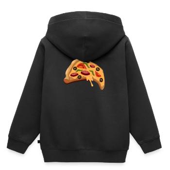 Pizza Stueck Pizzeria - Kinder Premium Organic Hoodie - Schwarz - Hinten - AI Model Kid Male (0cm)