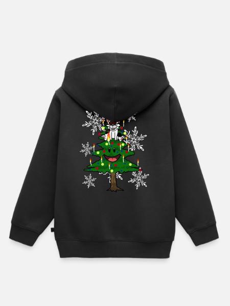 Gatos Navidad Navidad Navidad árbol de Navidad - Premium børne hættetrøje økologisk - sort