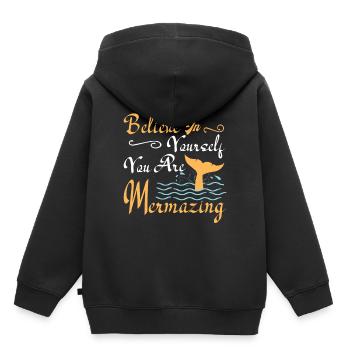 Sirène Sirènes Sirène Cadeau - Sweat Premium à capuche enfant bio - noir - Dos - AI Model Kid Male (0cm)