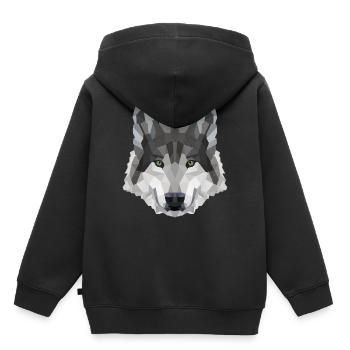 POLYGON WOLF MYTH FANTASY Husky - Kinder Premium Organic Hoodie - Schwarz - Hinten - AI Model Kid Male (0cm)