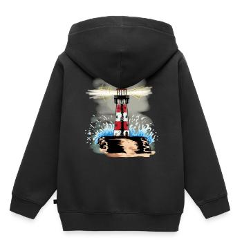 Leuchtturm Maritim Nautik Fantasy Seefahrt Signal - Kinder Premium Organic Hoodie - Schwarz - Hinten - AI Model Kid Male (0cm)