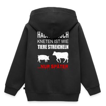 Hackfleisch Kneten Ist Wie Tiere Streicheln - Kinder Premium Organic Hoodie - Schwarz - Hinten - AI Model Kid Male (0cm)