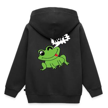 Grenouille grenouille prince grenouilles caillé animal - Sweat Premium à capuche enfant bio - noir - Dos - AI Model Kid Male (0cm)