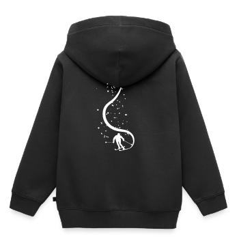 Un skieur tire de l'arrière dans la poudreuse - Sweat Premium à capuche enfant bio - noir - Dos - AI Model Kid Male (0cm)