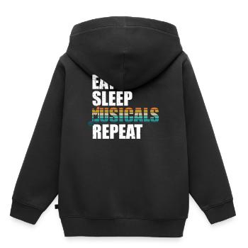 Répétez les comédies musicales pour manger pour dormir - Sweat Premium à capuche enfant bio - noir - Dos - AI Model Kid Male (0cm)