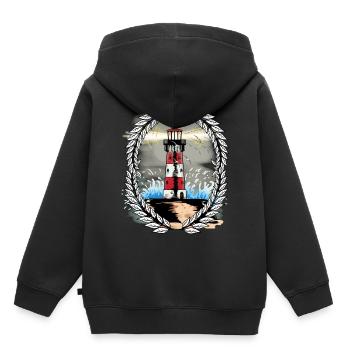 Albatross Moeven Leuchtturm Kueste Seemoeven - Kinder Premium Organic Hoodie - Schwarz - Hinten - AI Model Kid Male (0cm)